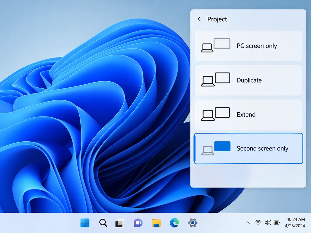 Second screen only Windows 11 external monitor